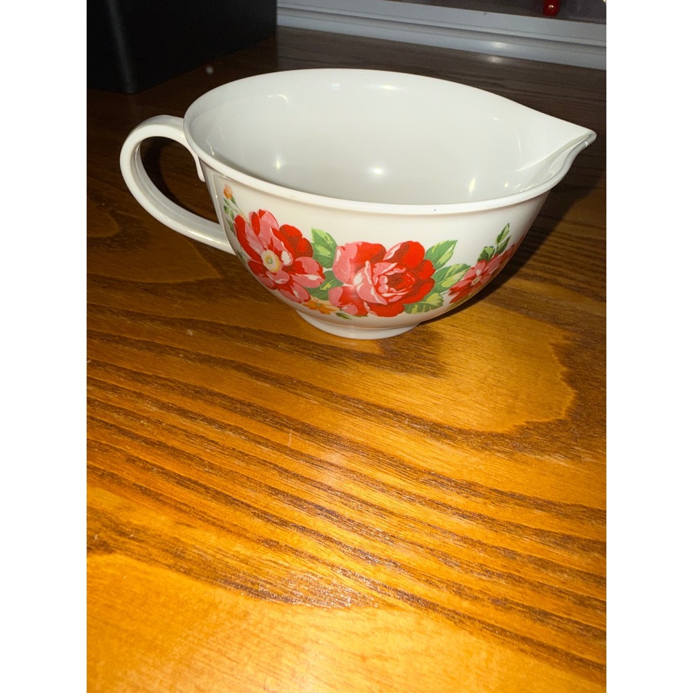 The Pioneer Woman Red Floral Melamine Measuring Cup 1 Cup 8oz White Farmhouse - Picture 2 of 5